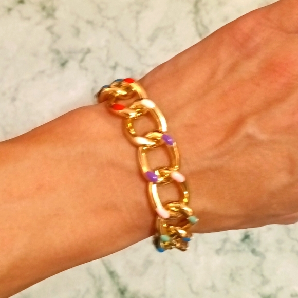 NWT Koko & Lola Gold/Color Chain link Bracelet 🔥 - Picture 2 of 3